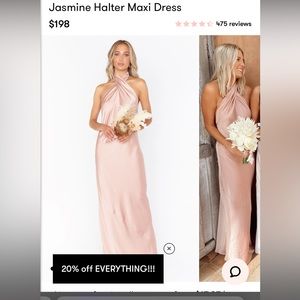 Pink halter bridesmaid dress